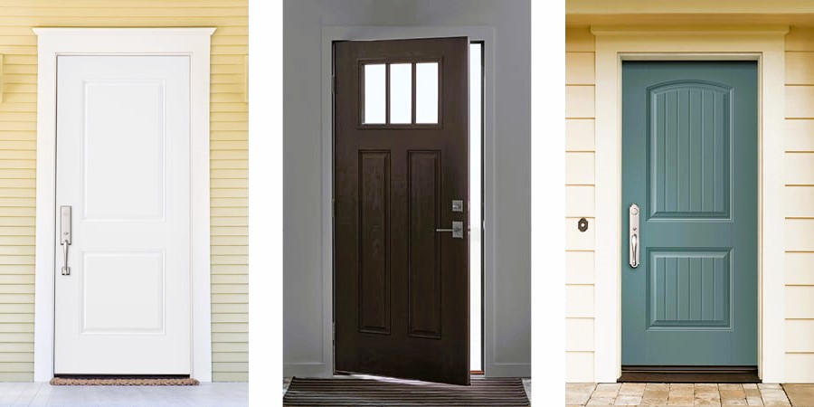 Three colors and styles of entry door